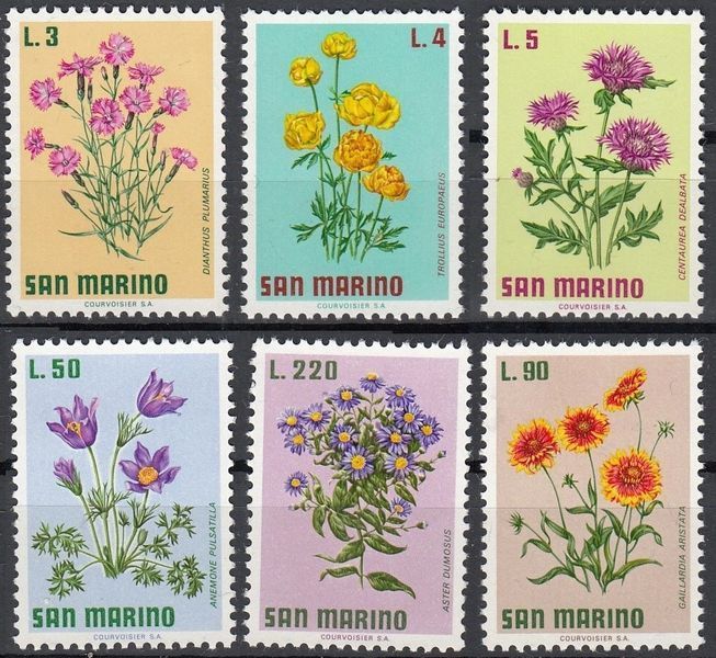 San Marino 1971. MNH F/VF. Sc# #758-767 Kwiaty