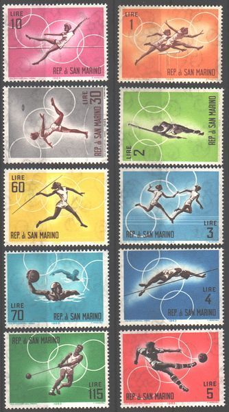 San Marino 1963. MNH F/VF. Sc#572-581. Olympics Tokyo-1964