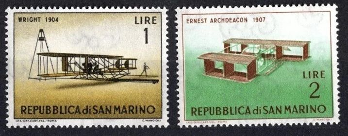 San Marino 1962. MNH G/VG. Sc#509-518. Lotnictwo
