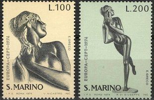 San Marino 1974. MNH F/VF. Sc#840-841. Rzeźba