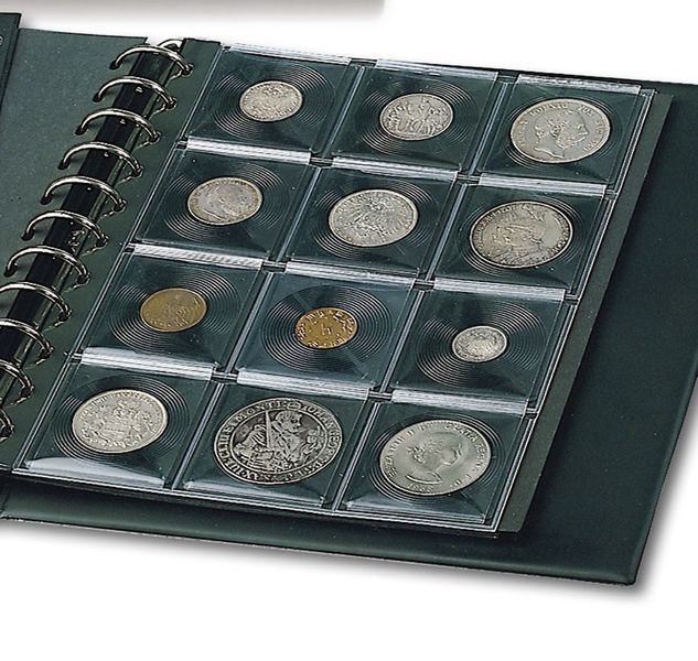 M&uuml;nzblatt SAFE Combi mit 12 schwarzen M&uuml;nzr&auml;hmchen