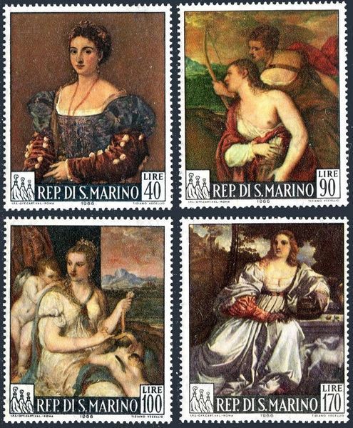 San Marino 1966. MNH XF. Sc#639-642 Obrazy Tycjana