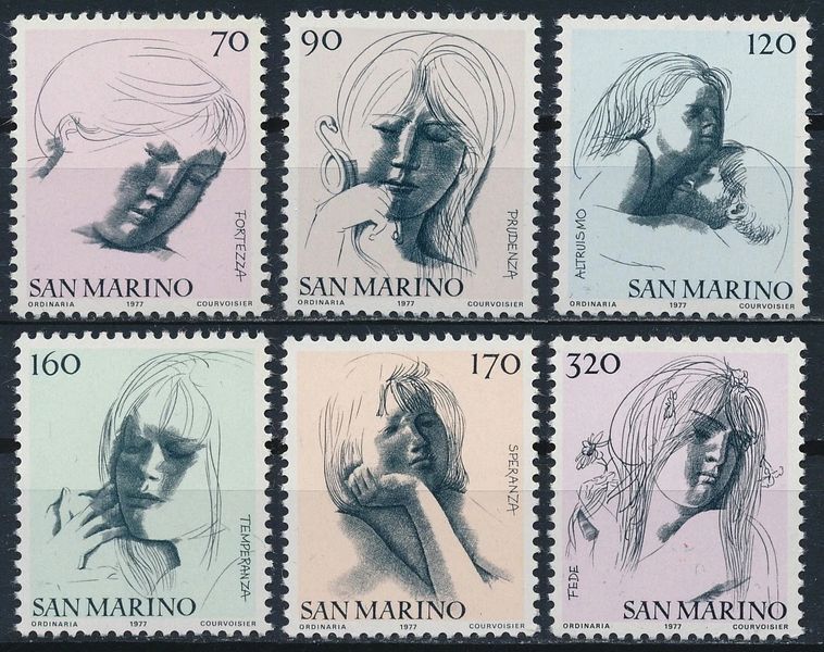 San Marino 1977. Postfrisch (XF). MI#1133-1138. Tugenden