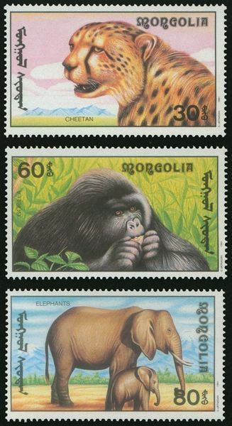 Mongolei 1991. Postfrisch (F/VF). Mi# 2293-2299 Tiere Afrikas