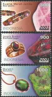 Indonezja 2001. MNH XF. Sc#1970-1972. Biżuteria, kamienie szlachetne